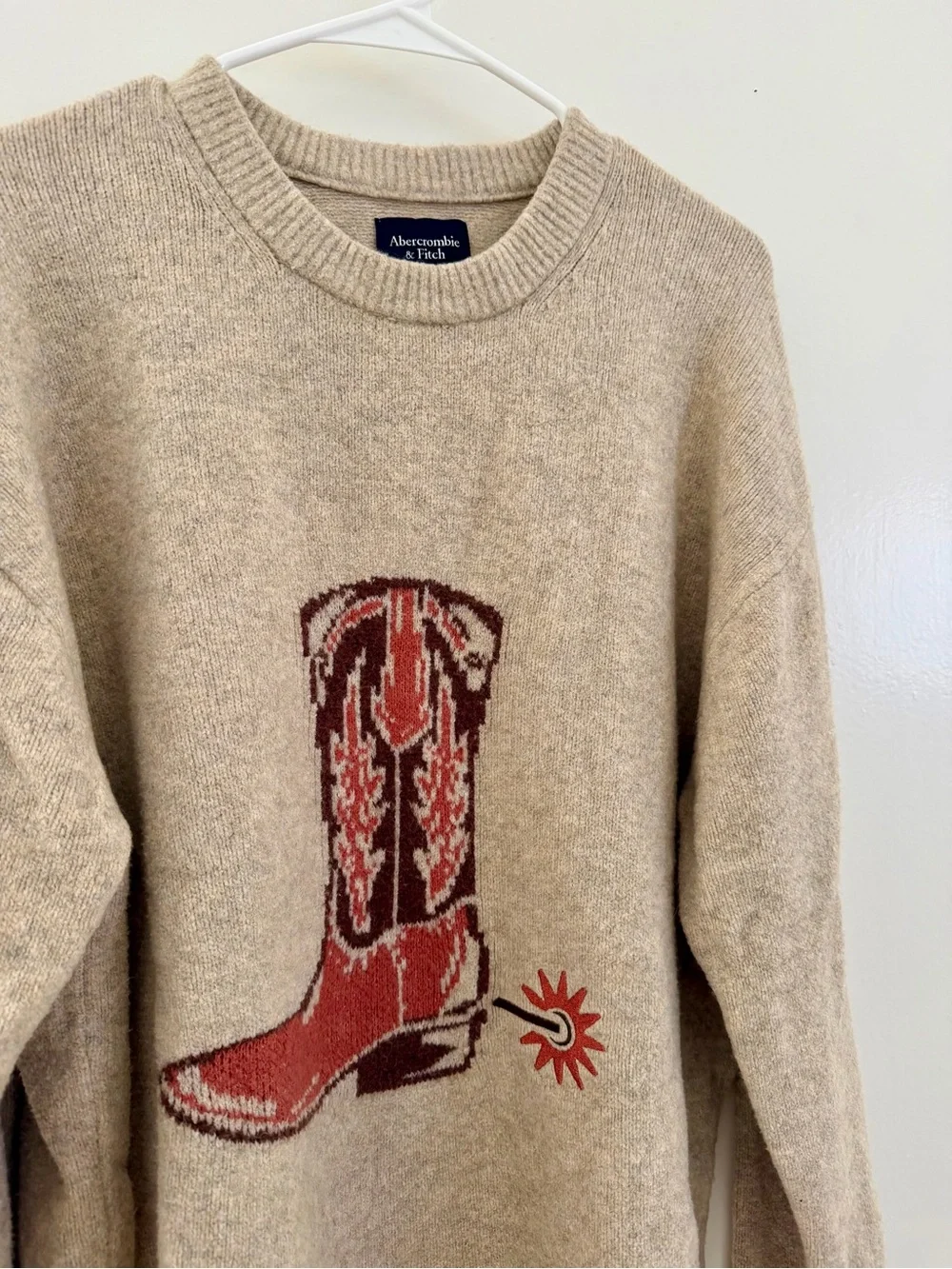 Oversized Western Graphic Crew Sweater